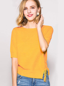 Solid Color O-neck Knitted Sweater