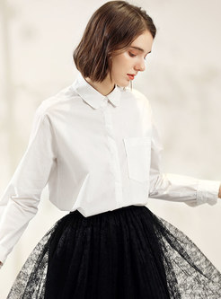 All-matched White Shift Cotton Blouse 