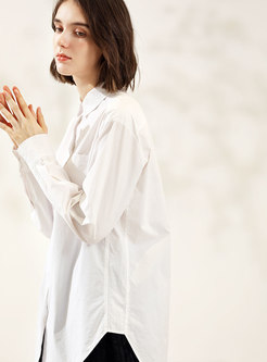 All-matched White Shift Cotton Blouse 