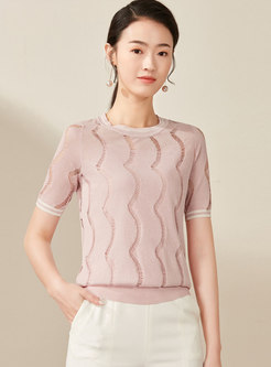 Casual O-neck Hollow Out Knitted Top