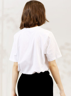 Brief White Loose Cotton Daily T-shirt