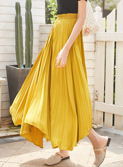 Fashion Solid Color Asymmetric Skirt