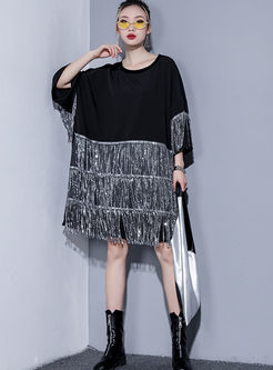 Fashion Pullover Tassel Plus Size Dress