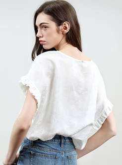 Loose Pure Color Silk Pullover T-shirt