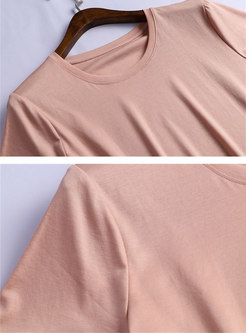 Casual Cotton Pure Color O-neck T-shirt