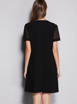 Elegant Color-blocked V-neck Slim Mini Dress