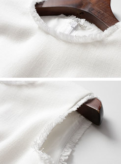 Mesh Splicing Embroidered Sleeveless Slim Mini Dress