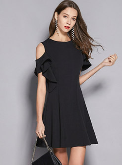 Elegant O-neck Off Shoulder Slim Mini Dress