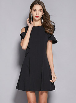 Elegant O-neck Off Shoulder Slim Mini Dress