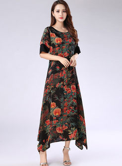 Fashion Plus Size Short Sleeve Print Dress