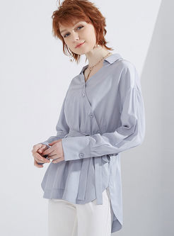 Trendy Pure Color Long Sleeve Blouse