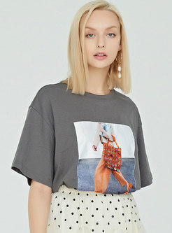All-matched Print Short Sleeve T-shirt