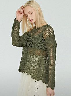 Brief Solid Color Hollow Out Sweater