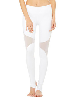 Chic Mesh Splicing Hollow Out Slim Yoga Pants