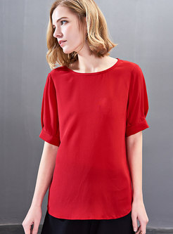 Solid Color O-neck Half Sleeve T-shirt