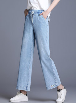 Casual Tied All-matched Wide Leg Jeans
