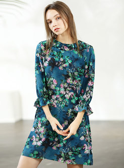 Fashion Floral Print Slim Shift Dress