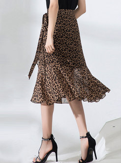 Leopard Print Mermaid All-matched Slim Skirt