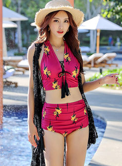 Stylish Print Perspective Cover-up Swimwear