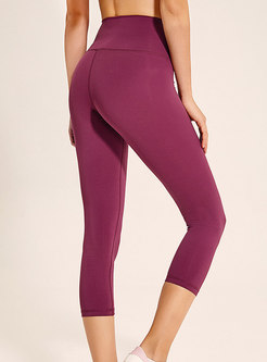 Solid Color Breathable Ankle-length Slim Yoga Pants
