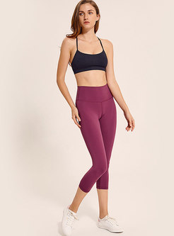 Solid Color Breathable Ankle-length Slim Yoga Pants