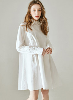 Brief White Single-breasted T-shirt Dress