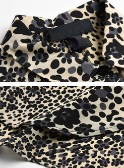 Vintage Leopard Lapel Silk A Line Dress