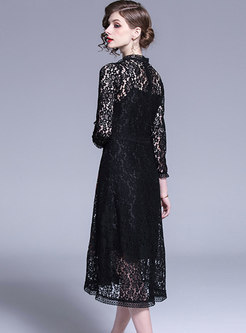 Sexy Lace Embroidered Perspective A Line Dress