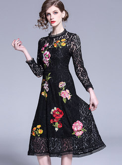 Sexy Lace Embroidered Perspective A Line Dress