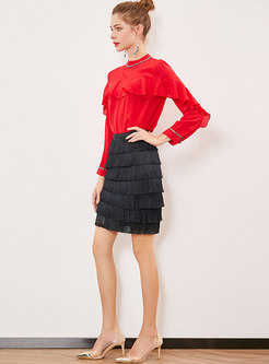Stylish High Waist Tassel Bodycon Skirt