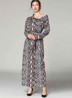 Irregular Neck Leopard Print Maxi Dress
