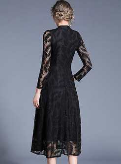 Elegant Perspective Lace Feather A Line Dress