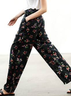 Fashion Multi Print Silk Casual Pants