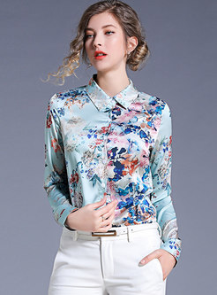 Trendy Print Lapel Single-breasted Blouse