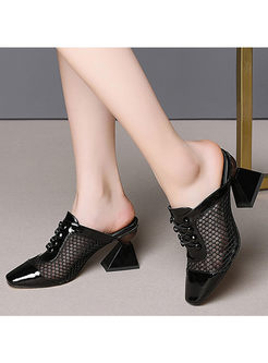 Stylish High Heel Hollow Out Slippers