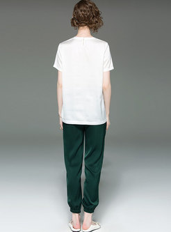 Casual Letter Print O-neck T-shirt & Harem Pants