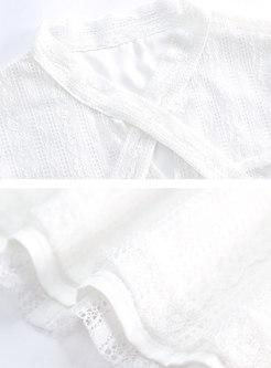 Chic Hollow Out White All-matched Lace Blouse