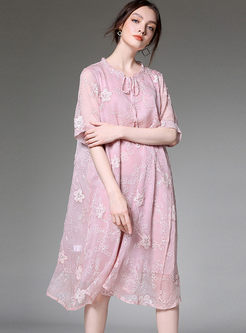 Silk Chiffon Embroidered Plus Size Dress