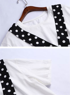 Brief O-neck Polka Dot T-shirt & High Waist Shorts