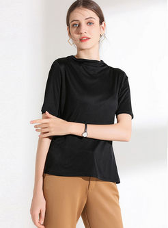 Brief Solid Color Slim Plus Size T-shirt