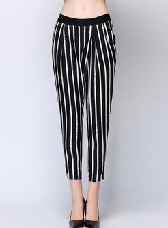 Stylish Striped Plus Size Silk Harem Pants