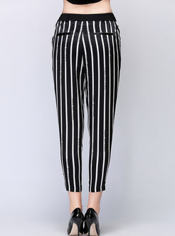 Stylish Striped Plus Size Silk Harem Pants