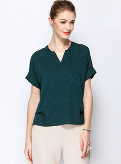 Brief Solid Color Plus Size Silk T-shirt