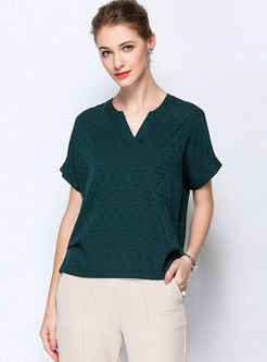 Brief Solid Color Plus Size Silk T-shirt