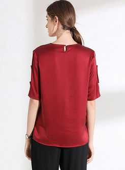 Plus Size Pure Color Pullover Silk T-shirt