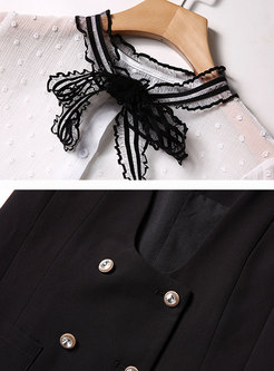 Fashion Lace Bowknot Top & Black Sleeveless A Line Dress