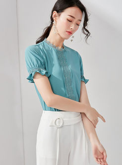 Brief Lace Splicing Short Sleeve T-shirt