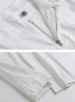 Stylish All-matched Split White Straight Pants