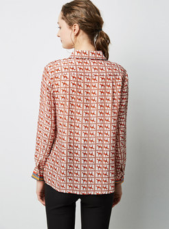 Chic Print Lapel Single-breasted Blouse