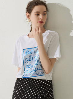 Plus Size Letter Print Pullover T-shirt